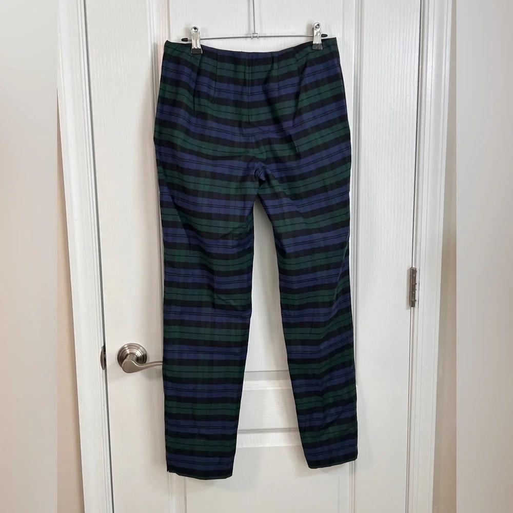 Talbots Ankle Stretch Plaid Trousers in Green and Blue 2